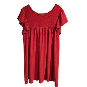 Entro boutique Hot Pink flowy eyelet ruffle mini swing Dress Womens Large flirty